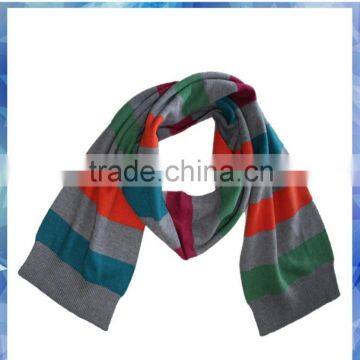 100% acrylic horizontal colorful striped knit scarf for boys