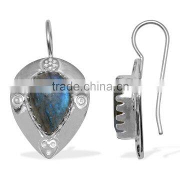 Fashion 2015 Silver Labradorite Gemstone Earrings, 925 Sterling Silver Earrings