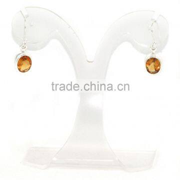 Citrine Oval Faceted Cut 925 Sterling Silver Earring photo-2