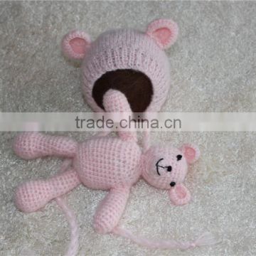 Newborn Teddy Bear Hat Baby Bonnet Teddy Set Baby Photography Props