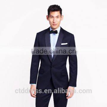 2014 Top Quality 100% wool Classic blue Satin Shawl Lapel mens wedding suits