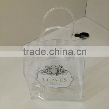 Promotion printing clear pvc plastic wine chill handle bags