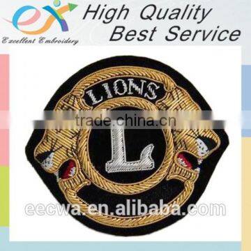 customize light gold bullion wire embroidery logo