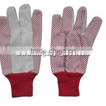 5+7oz Red Knit Wrist PVC Dotted Cotton Glove