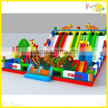 funny customized huge indoor happy park inflatable slide bouncer combo jumper