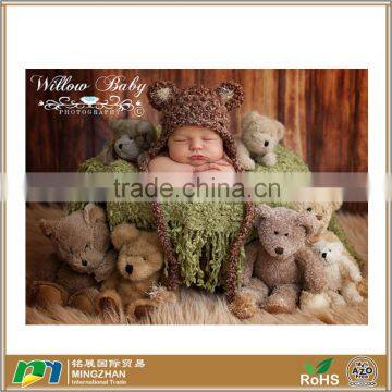 Kids Fashion Cute Bear Crochet Baby Hat With Pom Pom