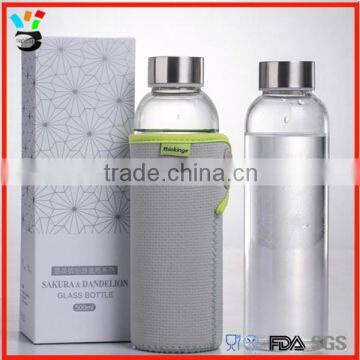 500ml transparent outdoor glass drinking bottle