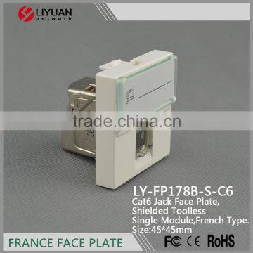 LY-FP178B-S-C6 female rj45 jack, 45*45mm rj45 keystone jack, legrand keystone