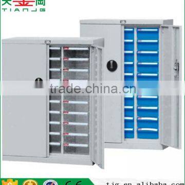 China TJG-CAH-330D PS Plastic 30 Transparent Drawers Metal Spare Parts With Doors Cabinet