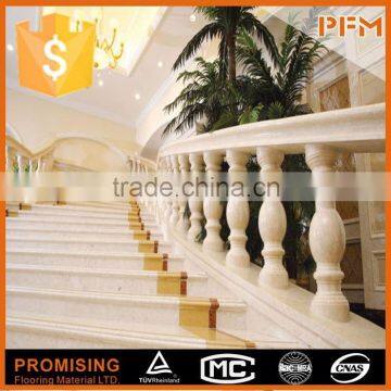 Super villa indoor decoration natural stone clear tempered glass stairs