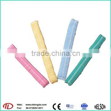 Disposable double elastic detectable nonwoven mob cap