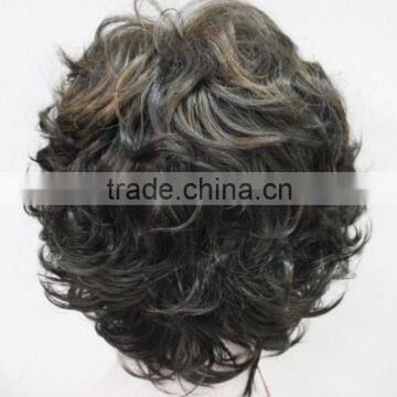 Dark Brown With Blonde Short Women Ladies Daily Fluffy Wig N519 photo-3
