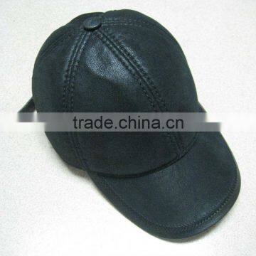 Cool 6 panel faux suede winter hat leather baseball cap