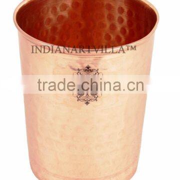 IndianArtVilla Handmade Pure Copper Glass Cup 300 ML Serving Water Home Hotel Restaurant Good Health Benefits Yoga, Ayurveda