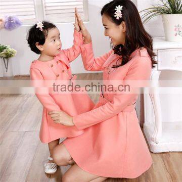 Wholesale mother and daughter winter thin wool dress