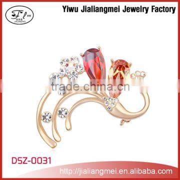 Fashion Fashion Red Crystal Flower Corsage Brooch