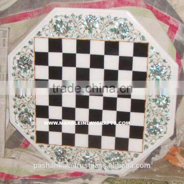 Decorative Marble Inlay Chess Design Table Top