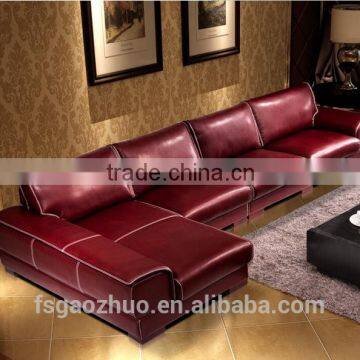 2016 elegant modern l learher sofa set with low armrest