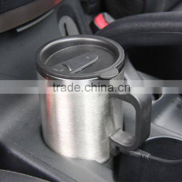 12V 450ml Stainless Steel Car Heated Cup Electronic Thermal Travel Mug Insulation Silver