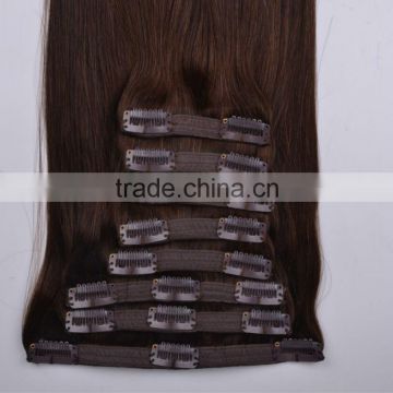 Finest quality for full head double drawn weft Dark color Remy clip in Lace hair extension