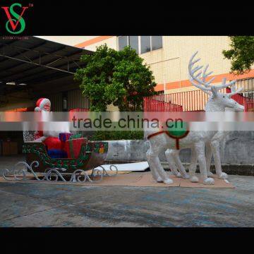 Christmas Life Size LED Reindeer Sleigh With Santa Claus
