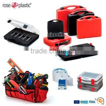 Plastic portable handheld set tool box with labelling logo printing and foam customization RCEL