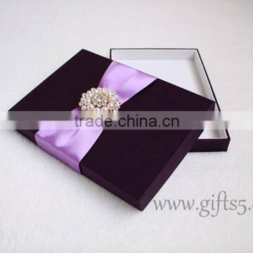 2016 latest Wedding Gift Box for invitation cards with ribbon custom made