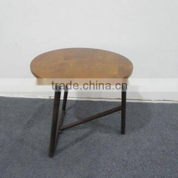 Modern round oak top metal legs end table