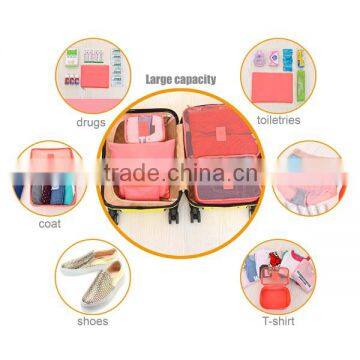 6 PCS/set Multi-purposes Zipper Polyester Travel Packing Cubes, Luggage Organizer Travel Bag