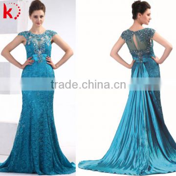 Sexy Backless Blue Sleeveless long lace maxi prom women dress fashion 2014