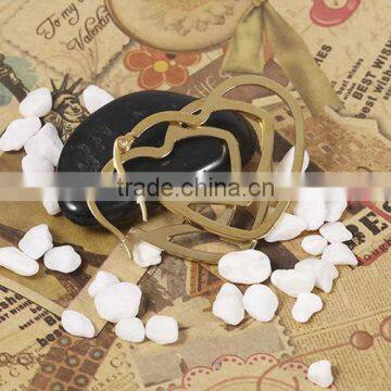 18 k Gold Plated Magnetic Stainless Steel Heart Shaped Huggie Earrings for Bride photo-4