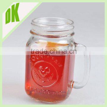 W~Jars with wooden lids mason jar mason jar lids // Wholesale competitive price summer cold drinking glass mason jar with handle