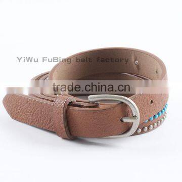 Handmade Ladies Personality Rivet pu Leather Narrow Belts
