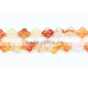 Wholesale Red Agate Four-petaled Flowers Gemstone Beads(SL74185)