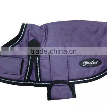 Winter waterproof dog coat with reflective tape binding