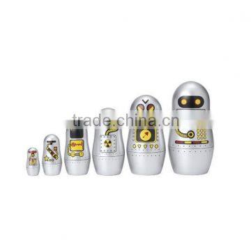 Hot Customized 6pcs Robot Russian Nesting Matryoshka ABS Kid Toy/OEM Make Eco-friendly Plastic Child Matryoshka Toys Supplier