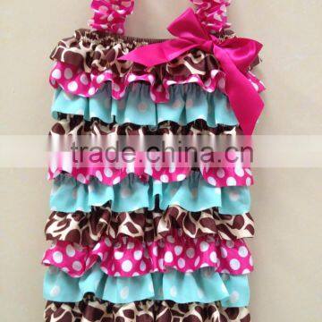 Hot Sale Fashion/ Pretty/ Soft Ruffled Rompers Baby Sleeveless Rompers/ Bodysuit Best Posh Petti Ruffle Lace And Satin Rompers photo-5