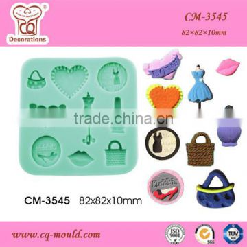 CQ 3D lady women fashion dress hanger makeup bag fondant cake molds soap chocolate mould for the kitchen baking