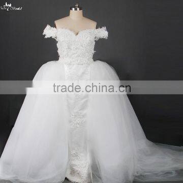 RSW876 Removable Tulle Overskirt Wedding Dresses 2015 China For Fat Woman In Dubai With Detachable Train