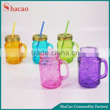 450ML Cold Beverage Glass Mason Jar With Handle