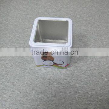 square with PVC window cute business card tin box