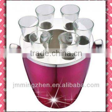 High quality Stainless steel ice bucket with glass cup