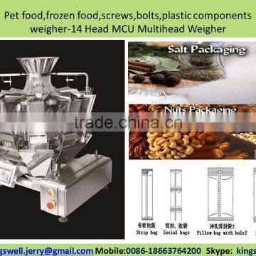 10 hoppers multihead weigher packaging machine for frozen food,pet food,seeds,tea,chips