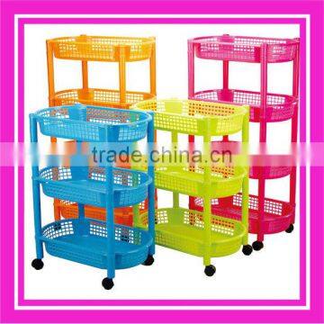 4 layers plastic shelf rack with wheels