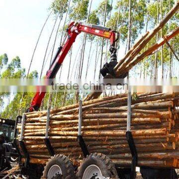 tractor use forest hydraulic log trailer wood wagon timber loading trailer log wagon with crane grapple