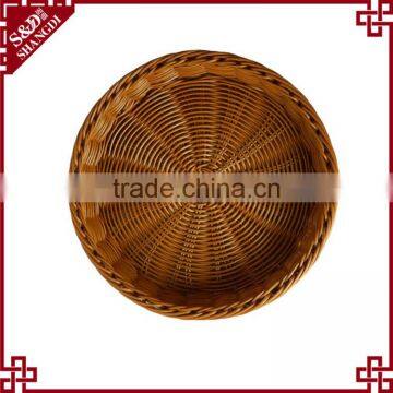 S&D Green Environmental Protected pe Rattan Wicker Bread Basket Snacks Dry Fruit Basket With Net Cover photo-3