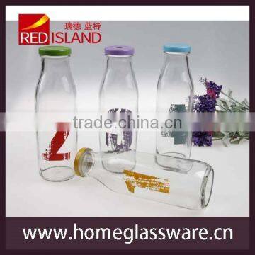 Custom made empty glass bulk fresh milk bottles with lids wholesale