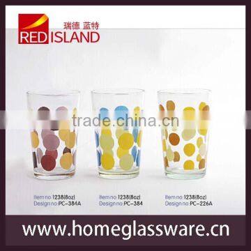 high quality promotional thin water cup /drinking glass cup with flower design