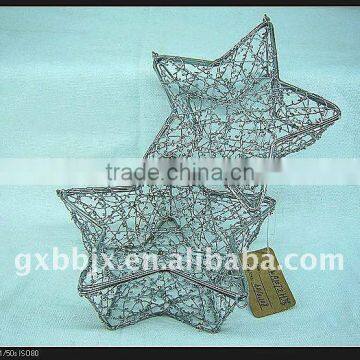 Silver wire star handicraft gift set of two