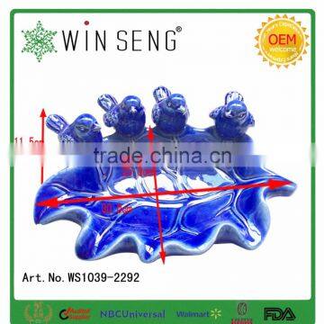 Garden Decor Glazed Leaf Bird Ceramic Porcelain Plate photo-3